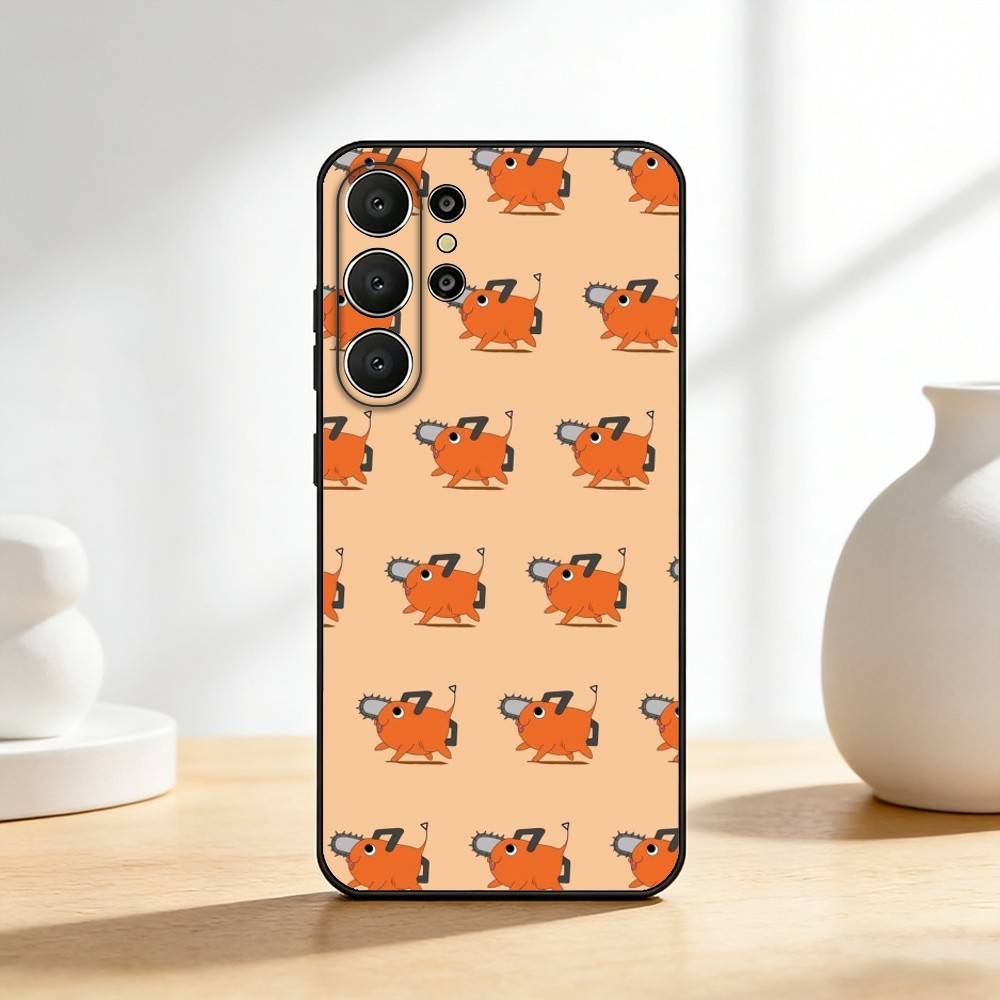 P-pochitas Anime Chainsaw Man Phone Case For Samsung S26,S25,S24,S21,S22,S23,S30,Ultra,S20,FE,Lite,10,9,Black Cover