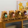 Plush Capybara Soft Doll Toy Animal Shaped Stuffed With Lollipop Drawable