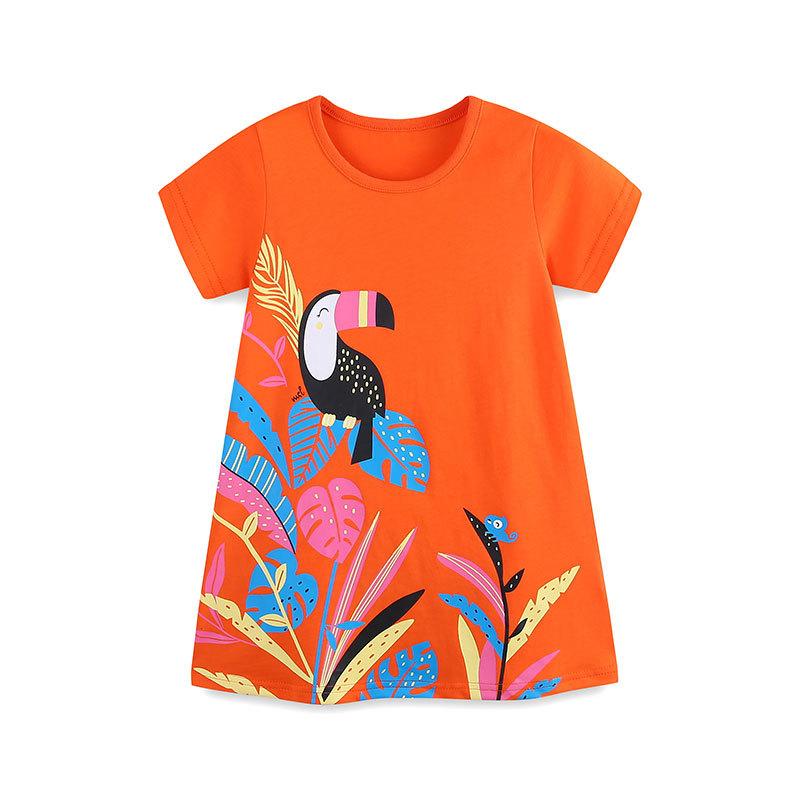 Girls  Summer Knitted Cotton Skirt Children s Cartoon Print Princess Dress 2Y(90cm)