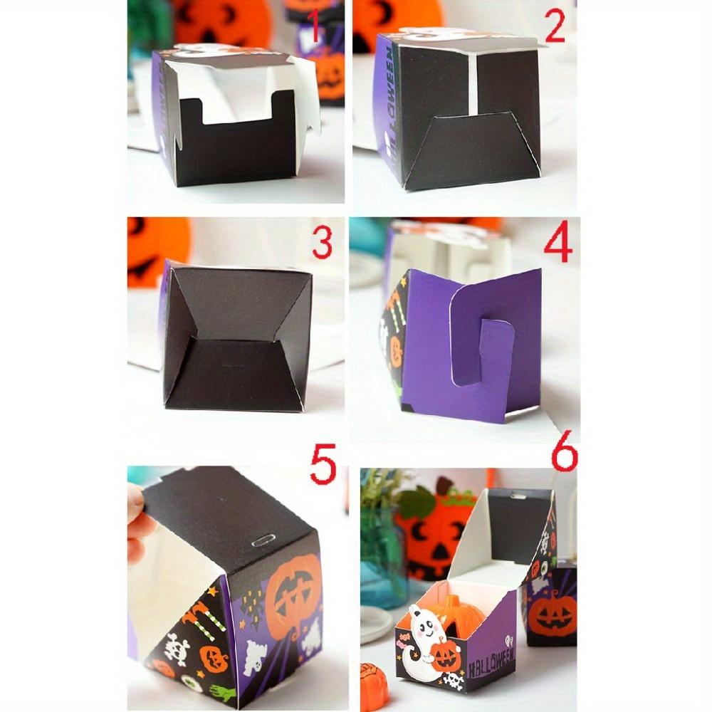 15pcs Halloween Gift Boxes Paper Party Favors Boxes Folden Treat Boxes Spooky Pumpkin & Ghost Designs for Trick or Treat Halloween Themed Gift Box