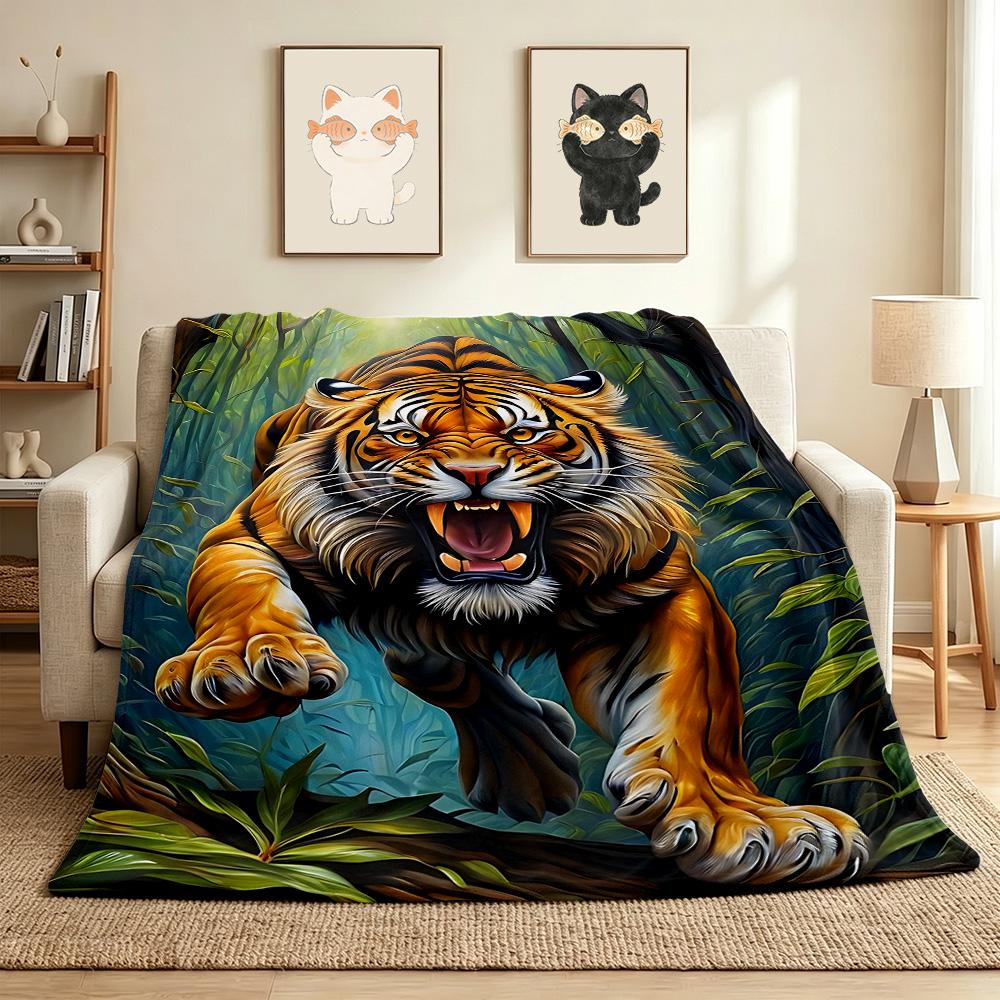 Tiger Roar Flannel Blanket Throw Blanket Soft Warm Sofa Bed Camping home Decor Unique Christmas Gift C926320