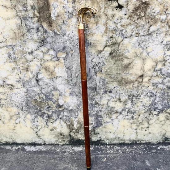 93.98 cm Solid Brass Snake Head Handle Wooden Walking Stick Cane Style Handmade Father Mother Grandfather Grandmother Gift