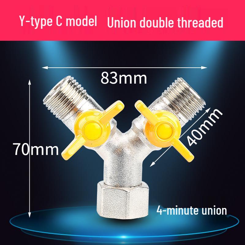 Vollkupfer 4-Punkt Gas- und Wasser-Union T-Kugelventil