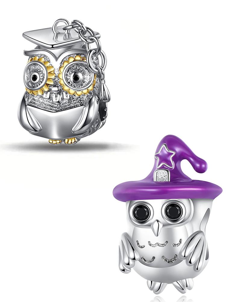 Charm Bead Charms Plata Cute Owl Graduation Gift copper Plated Ideal For Charm Bead Charms copper Plated Authentic Bracelets for Jewellery Making