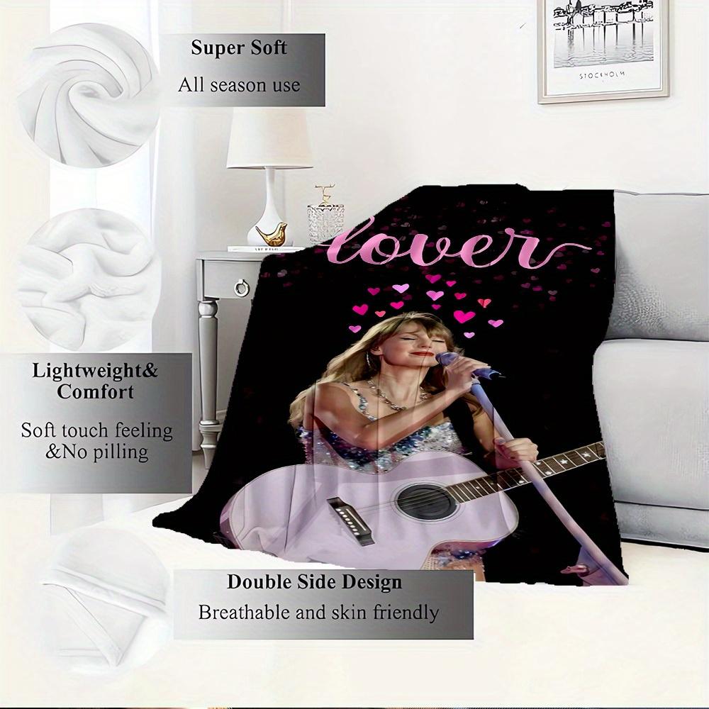 1pc Taylor Swift Print Flannel Blanket -Suitable for All Seasons, Perfect for Home, Travel, or Camping - 061308