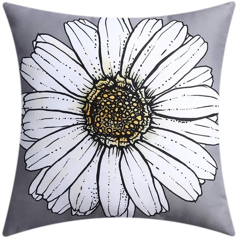 45x45cm Blue Floral Print Cushion Cover Geometric Stripe Throw Pillow  Sofa Office Seat Car   Home Decor