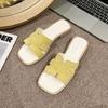 New thick heel casual fashion cool slippers women's shoes 2025 summer new square head low heel one-word versatile slippers women