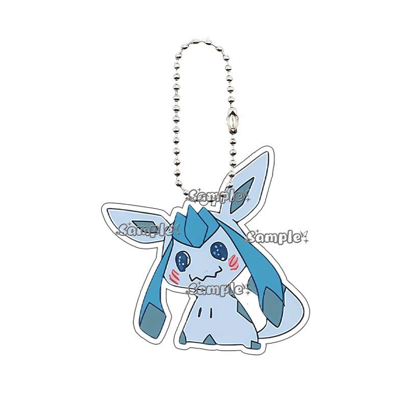 Creative Anime Eevee Leafeon Glaceon Umbreon Jolteon Anime Double-sided Printing Acrylic Keychain Key Ring Jewelry  Accessories
