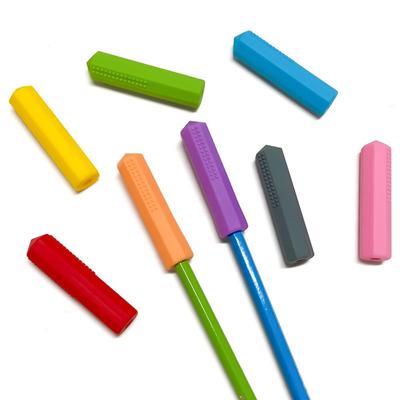 2pcs/set Silicone Chewable Pencil Topper Anti-Swallow Pencil Protective Case  Kids Student Supplies