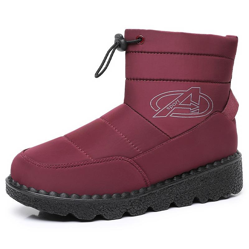 Shoes Women's Winter Cotton Boots New Velvet Thickened Medium Top Thick-soled Cotton Shoes Waterproof, Non-slip and Warm One Pedal