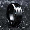 Fashion 8mm Black Stainless Steel Rings For Men Double Groove Beveled Edge Men Engagement Ring Wedding Anniversary Jewelry Gifts