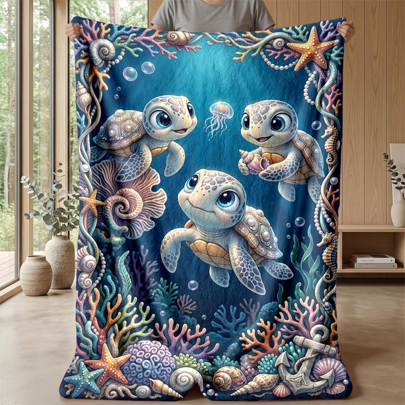 Ocean Friends Adventure 5 Theme blanket Lightweight Warm Flannel Blanket Decorative Throw Blanket for Home Decoration