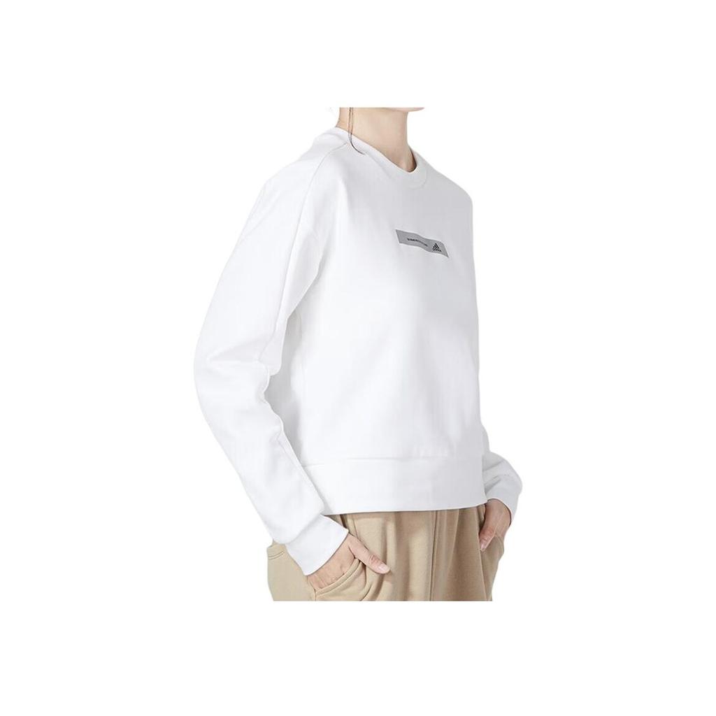 adidas Printed Round Neck Long Sleeve Sweatshirt Women Tops White HM7092