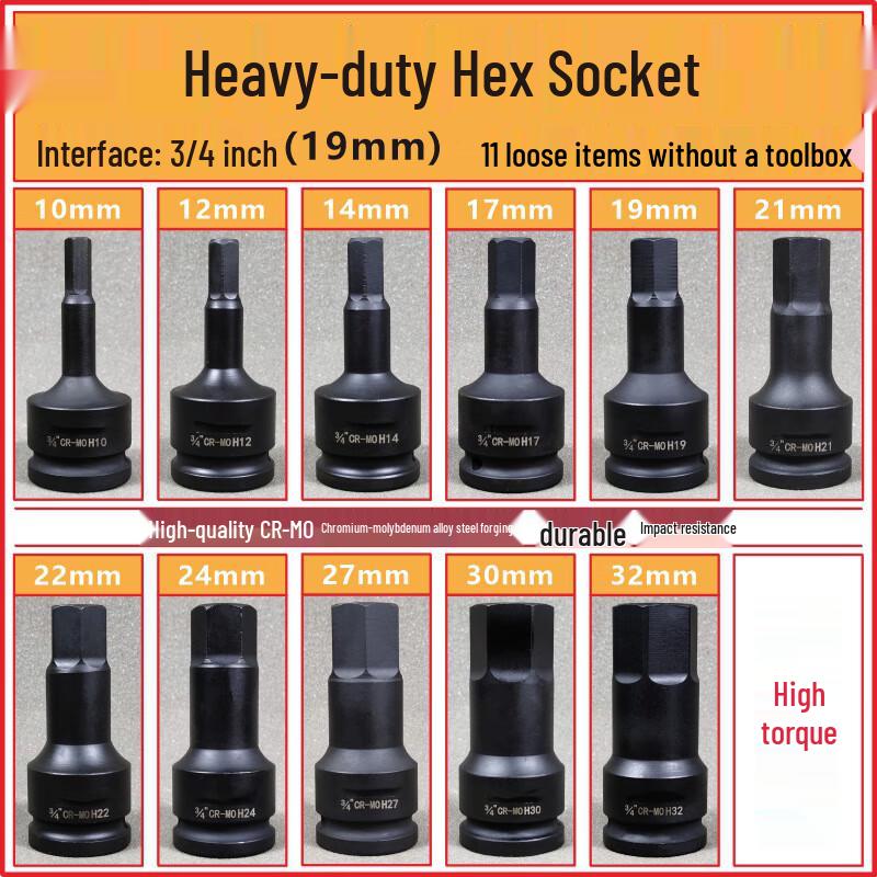OLOMM Heavy-Duty 3/4-inch Hex Impact Socket Bit