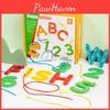 Wooden Alphabet Number Bead Stringing Toy For Early Education And Fine Motor Skills Development