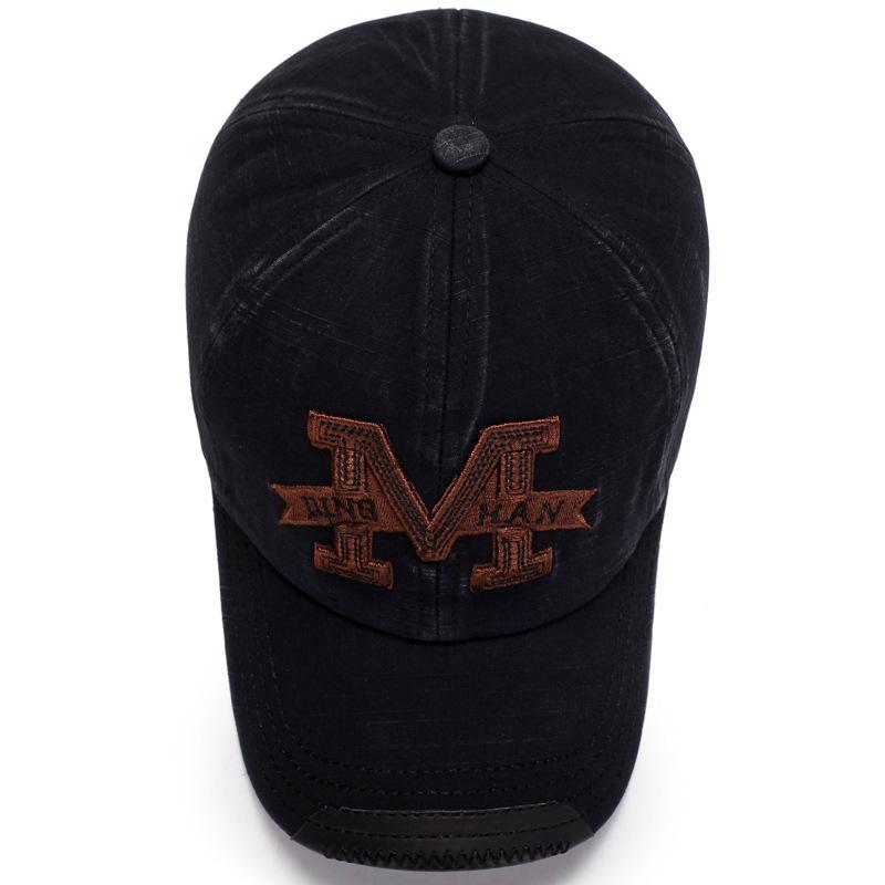 Zhen Yueqi Men's Distressed Embroidered Baseball Cap - Casual Outdoor Washed Sun Hat