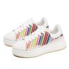 New Shoes for Men Leather Casual Shoes Color Strip Sport Flat Skateboard Shoes Youth Lace-up Sneaker