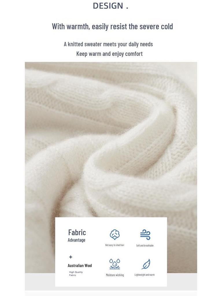 Men's College-Style 100% Wool Knitted Vest, Autumn/Winter Cable Knit, Contrasting Colors, Thickened Sleeveless Design