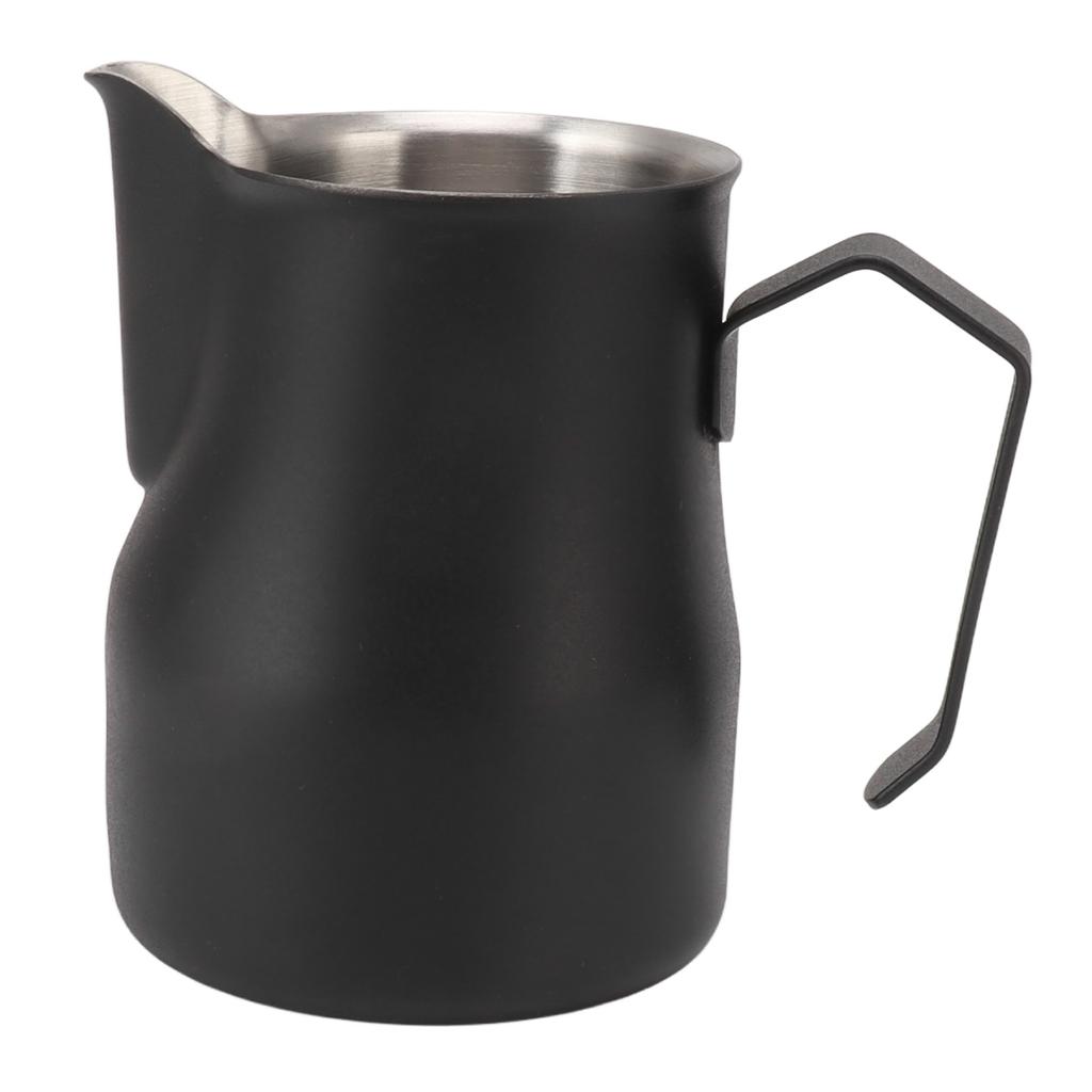Milk Pitcher Cup 304 Stainless Steel Spout Mouth Scale Coffee Latte Pitcher Cup for Work Office Matte Black 350ml