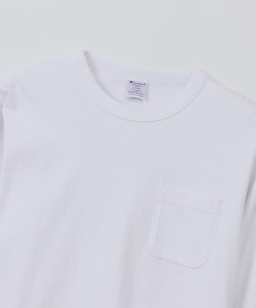 Champion T1011 Heavyweight Crew Neck Long Sleeve Dry Round Made in Size XL T-Shirt, Touch, Body, USA, C5-P401, Men's White,