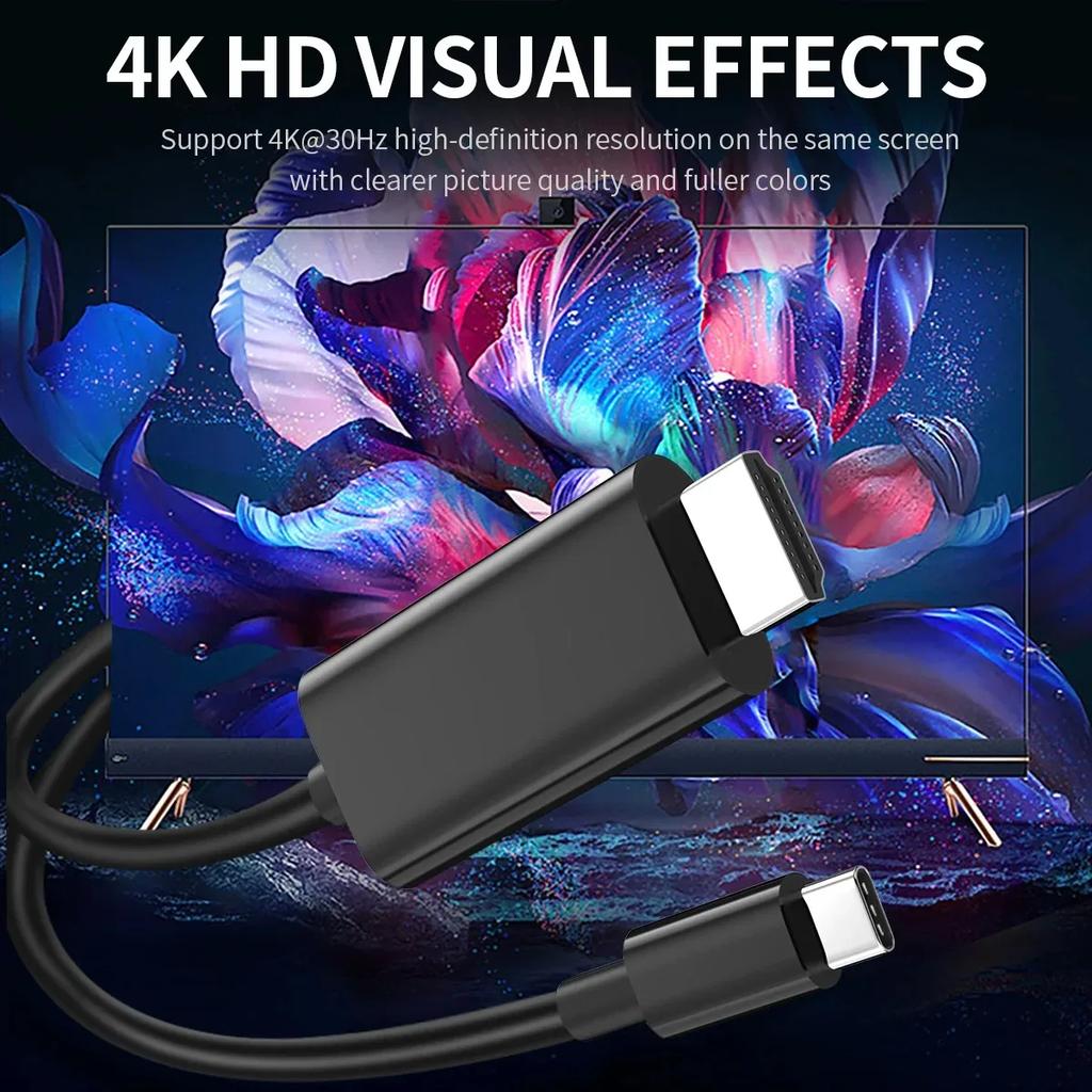 USB C Type C To HDMI Cable Adapter 4K 60Hz High Speed Ethernet HDMI-compatible Cable for Projector HDTV Tablet Smart TV Stick