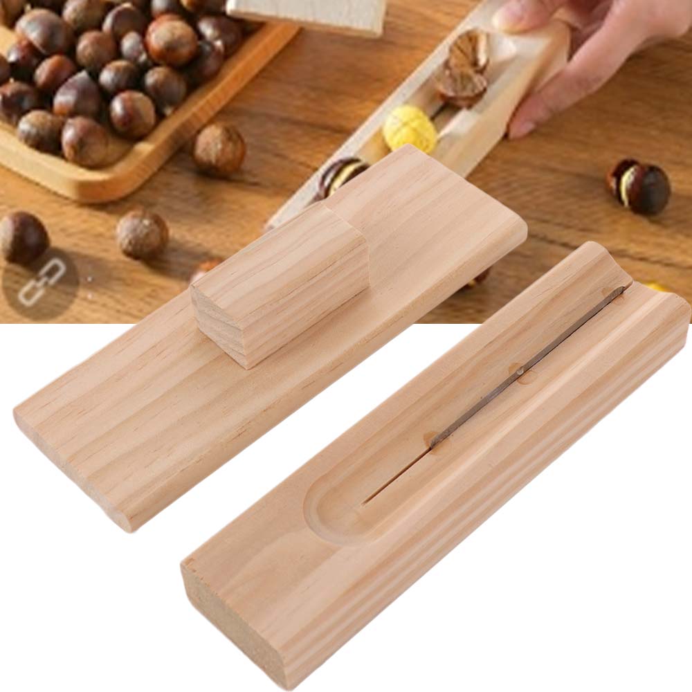 Hushålls Trä Kastanjeöppnare Säker Anti-halk Nötskalare Bekväm Manuell Vattenhyacint Skalare Hasselnötter