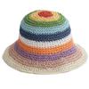 Vintage Rainbow Striped Summer Fisherman Hat Sunshade Bucket Hat for Anniversary