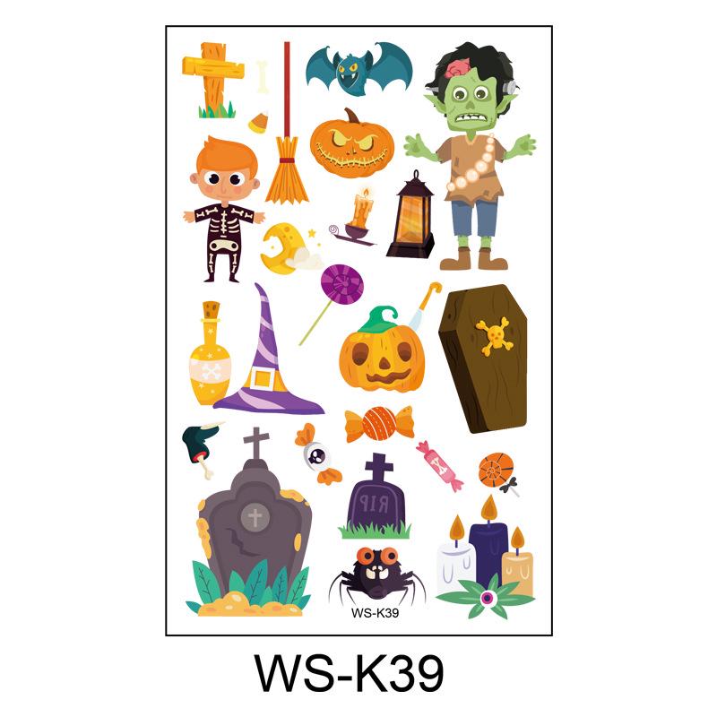 Waterproof Halloween Cartoon Tattoo Stickers for Kids - Pumpkin Magician Theme