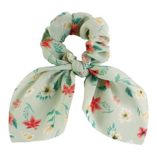 

Hair Band Floral Print Bunny Ears Shape Elastic Hair Tie No Irritating Scalp Hair Rope Versatile Hair Accessory циан