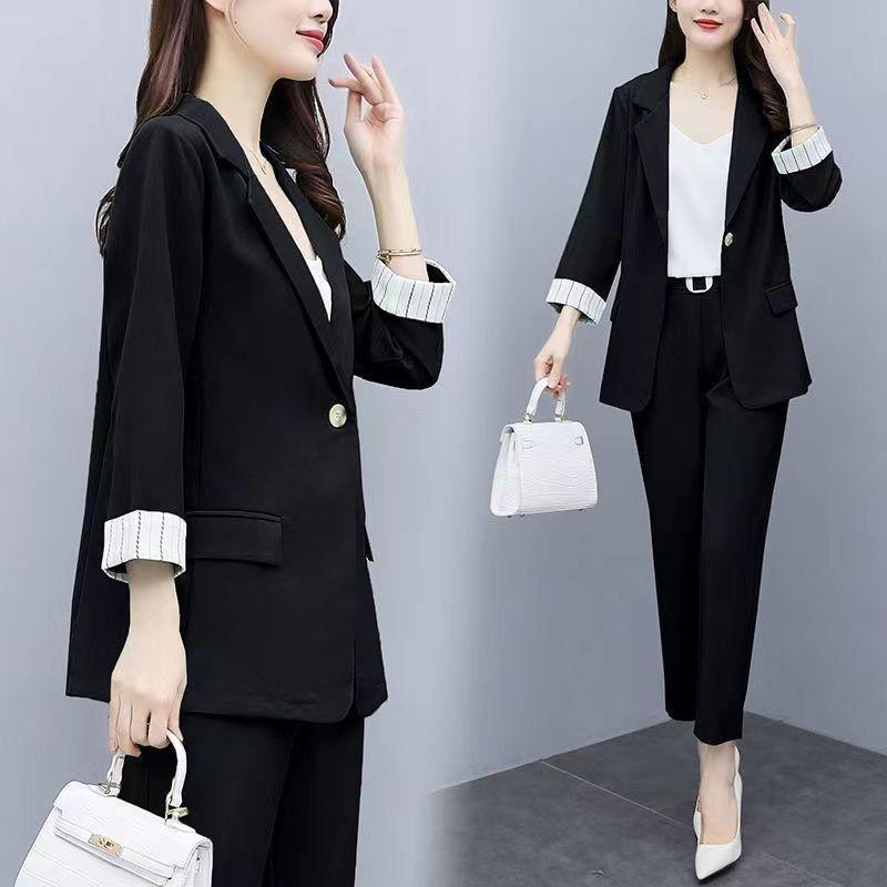 Women s Chic Three-Piece Suit: Spring & Autumn Blazer, Versatile Workwear 2XL