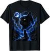 Black Cat Howling At Moon Retro Fantasy Nature Gothic Lover T-Shirt
