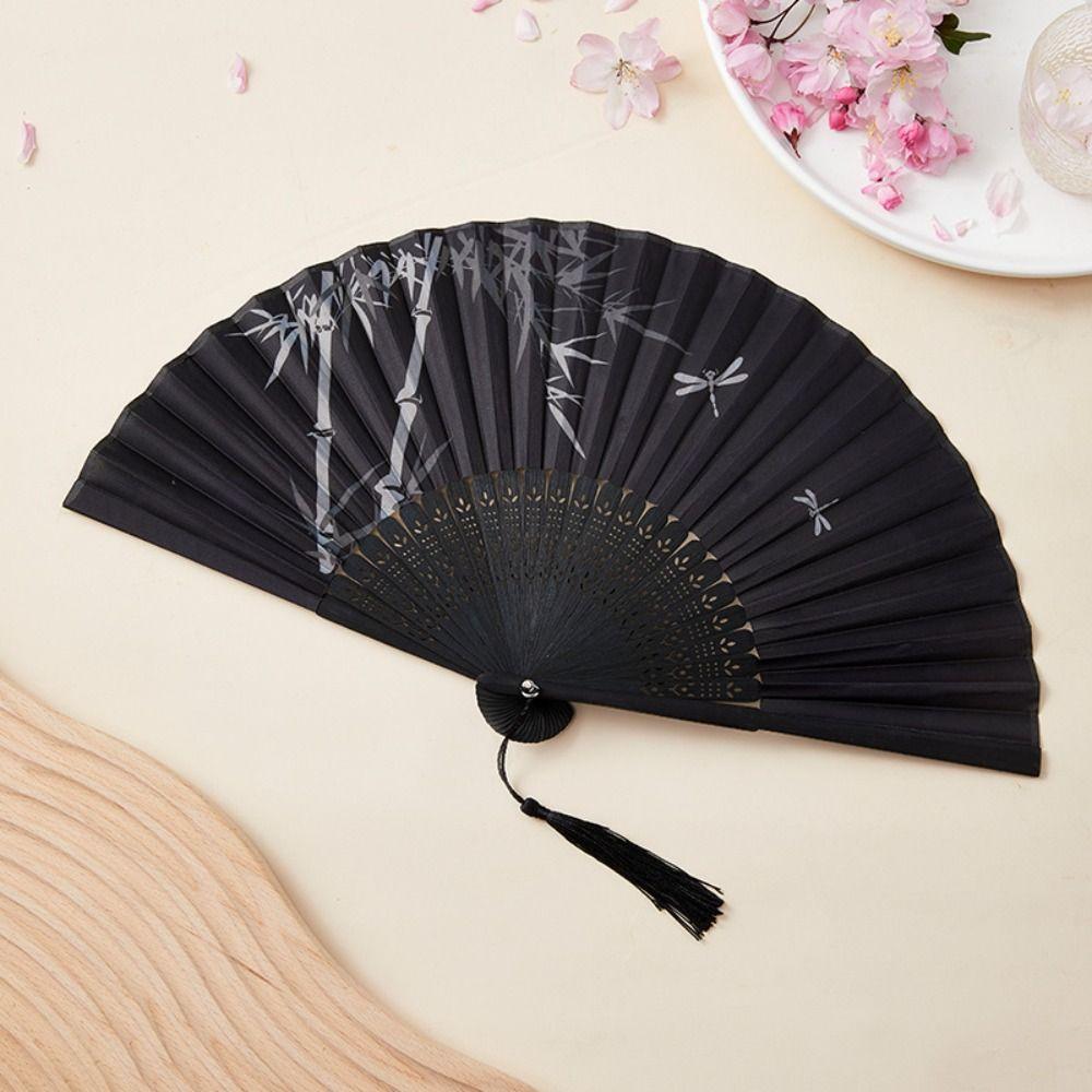 Silk Cloth Dance Hand Fan Bamboo Handle Props Fan Chinese Style Folding Fan  Home Decoration