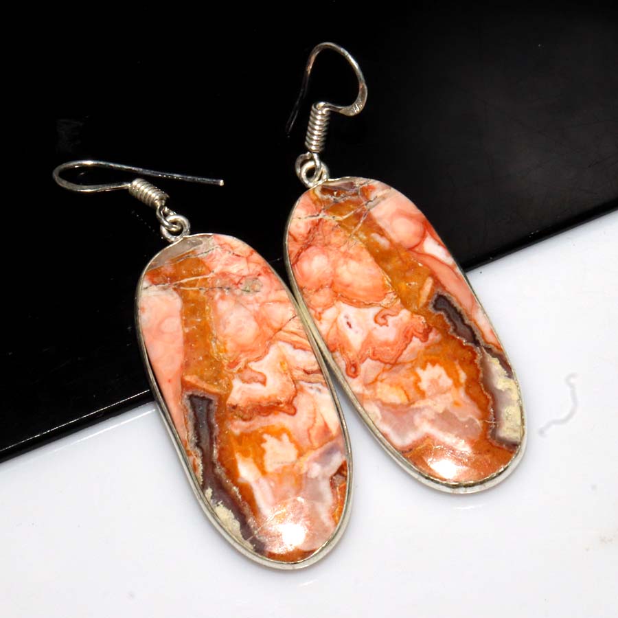 Mexican Laguna Lace 925 Silver Plated Earrings 2.2" One of a Kind Gift Trendy o6J12