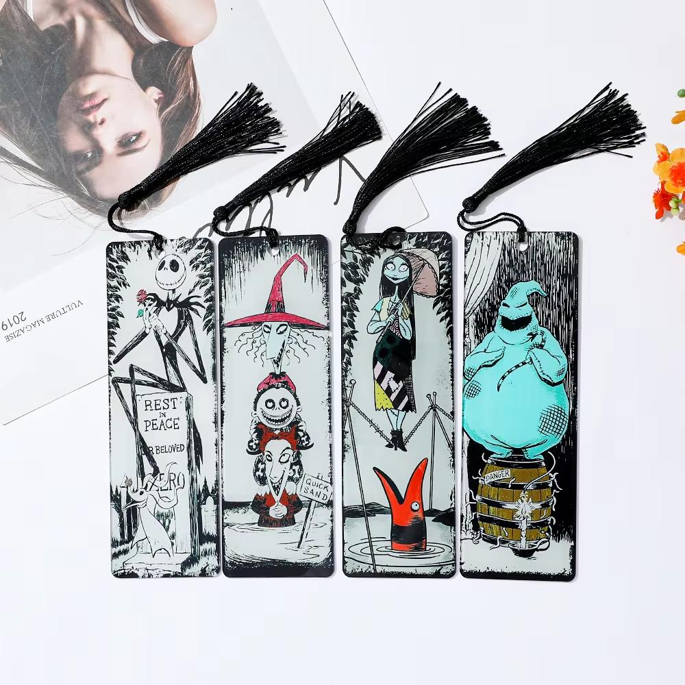 MINISO Skeleton Art Acrylic Bookmark,Halloween Jack Sally Fans' Books, Accessories, Learning Stationery