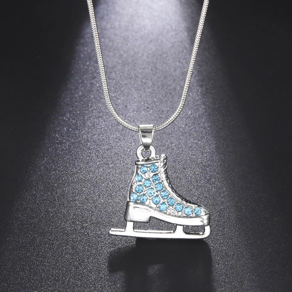 My Shape Skating Shoes Pendant Necklace Ice Skate Shoes Skater Crystal Rhinestone Zircon Charms Fashion Jewelry Girls Women Gift
