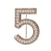 Numeric Lapel Pin Rhinestone Lapel Pin Number 5 Brooch Blossom Corsage Gold Alloy Insignia Digit Five Badge For Elegant Sweater