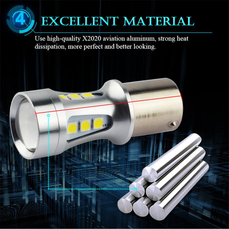 2X1156 Led Ba15S P21W S25 18Led 3030 Chips 6000K White Drl Car Brake Lights Back Light Bulb Light