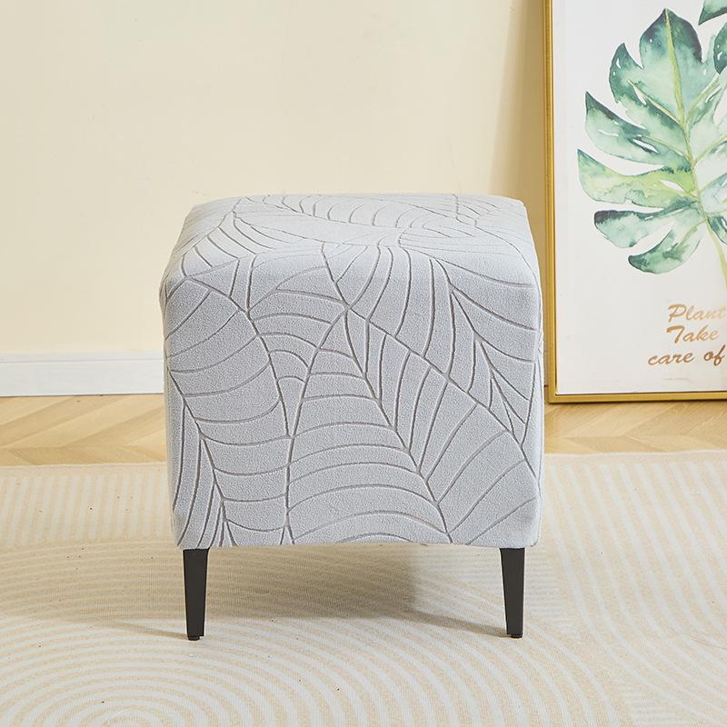 Copri Pouf Jacquard Foglia - Poggiapiedi Divano Casa e Hotel Contenitore Protezione Polvere