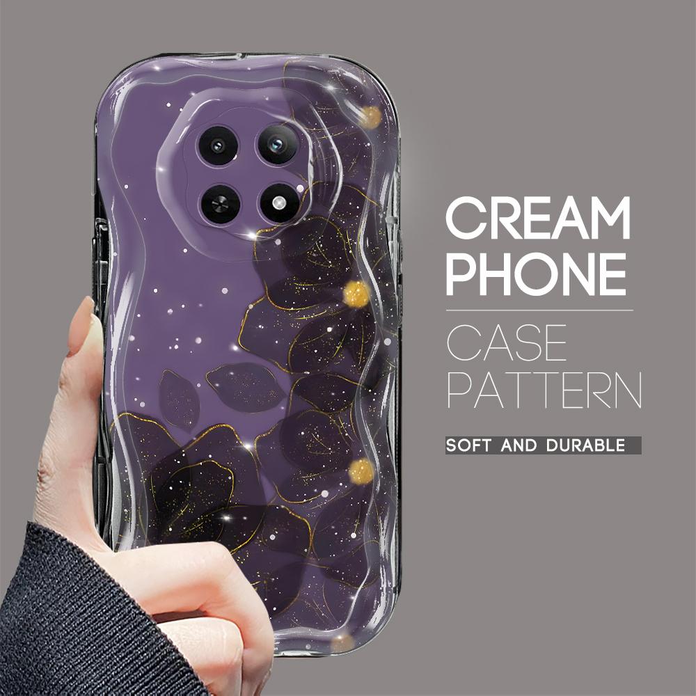 Carcasă cu textura cremă cu model de desene animate, cu margine ondulată, husă din silicon moale pentru telefon pentru OPPO Reno Realme OnePlus Vivo