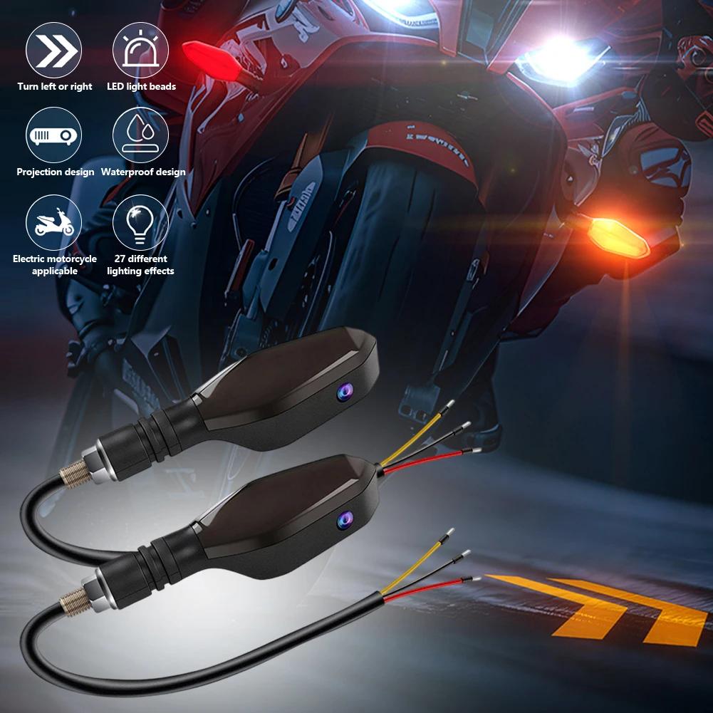 Motorcycle LED Turn Signal Lamp Projection Lamp Sequential Flowing Flash Indicator Lights Running Light Front Rear Signal Light