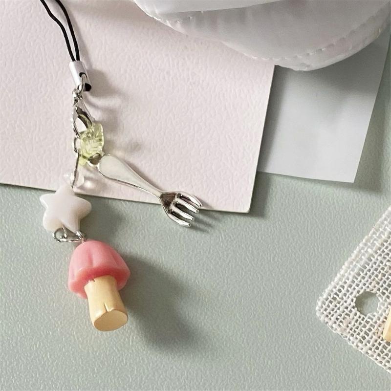 Unique Mushroom Keychain Mobile Chain Creative Phone Jewelry Suitable for Car Key Decoration and Style Enhancement