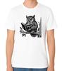 Wise Owl Reading Book Wisdom & Quite T-Shirt Intellectual Vintage Art Tee