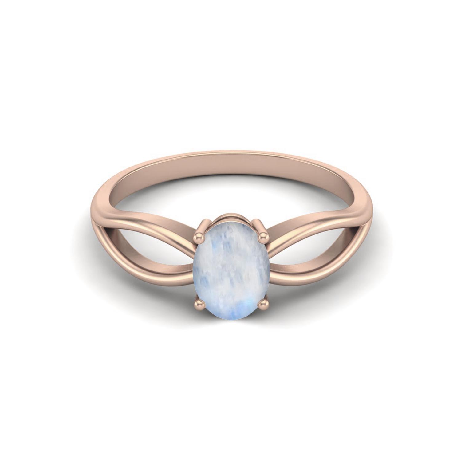 

7X5 MM Oval Cut Moonstone 925 Sterling Silver Rose Vermeil Solitaire Celtic Women Wedding Ring 6 Яскраво-рожевий
