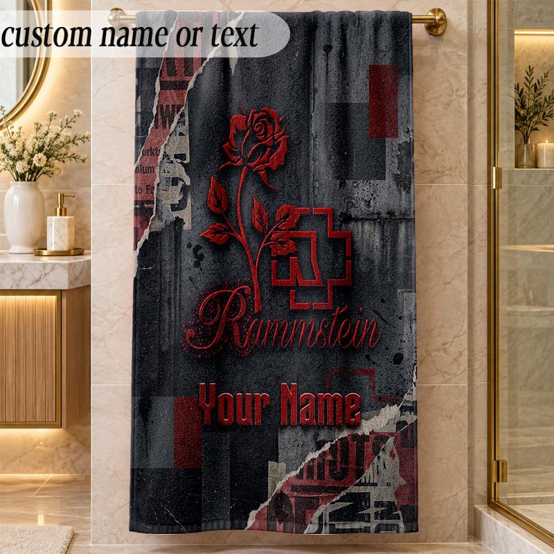 Beach TowelRammstein Custom Name Text Personalized Soft Towel for Beach Pool Indoor Home Decor Gift