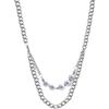 Reflective Pearl Necklace Summer Ins Hip Hop Accessories Double Stacked Cuban Chain Sweater Chain Titanium Steel Necklace