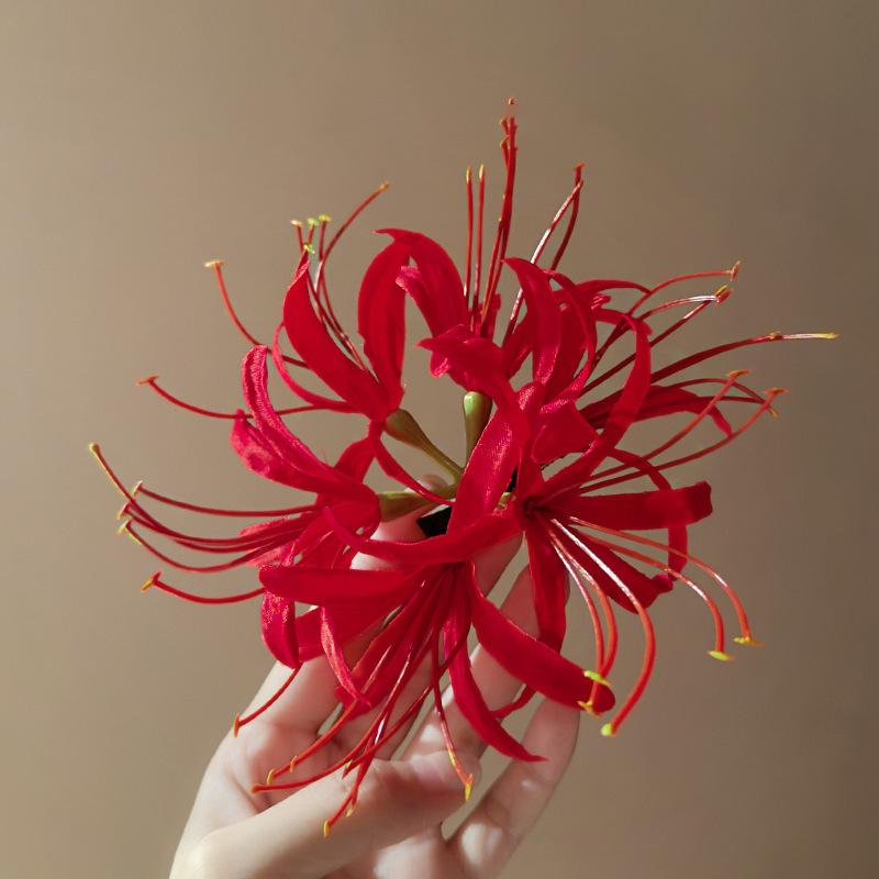 Retro red other side flower duck bill clip side bangs hairpin super fairy vacation hair accessories