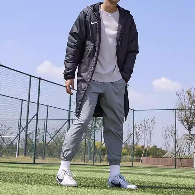 Nike Solid Color Mid-Length Warm Hooded Cotton Jacket Men Outerwear Dark-Blue CW6767-451