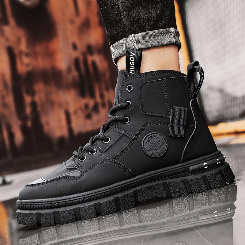 2026 High quality Shoes For Men Leather Boots High Tops Casual Shoes Young All Match Ankle Boots Male Work Boots Hiking sneakers