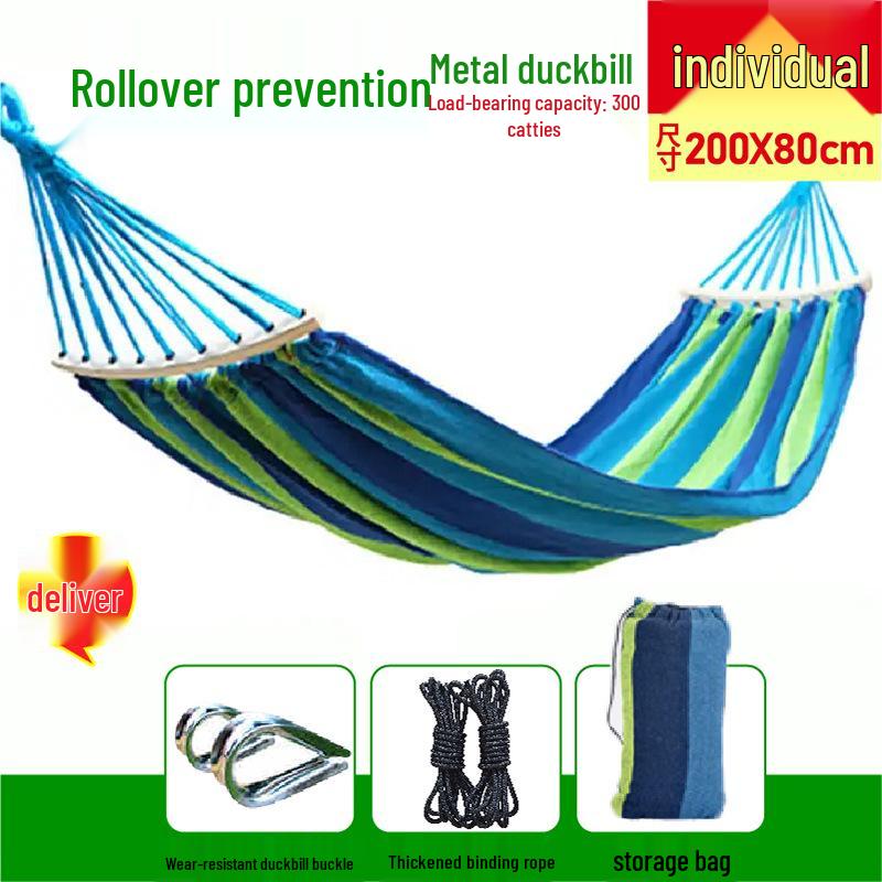 Reinforced Wooden Stick Canvas Outdoor Camping Hammock