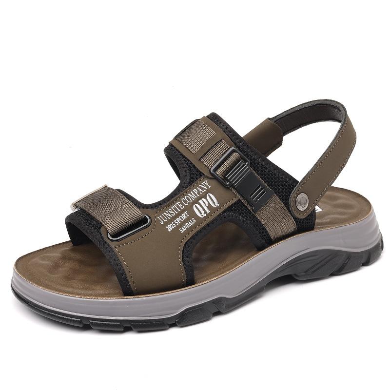 Fashion 2025 Summer New Designer Beach Shoes for Men Dual-use Fashion Casual Slipper Shoes Male Outwear Solid Color Leather Sandals Man